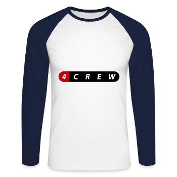 équipage - T-shirt baseball manches longues Homme - blanc/marine - Devant - Nik (191cm)