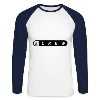 équipage - T-shirt baseball manches longues Homme - blanc/marine - Devant - Nik (191cm)