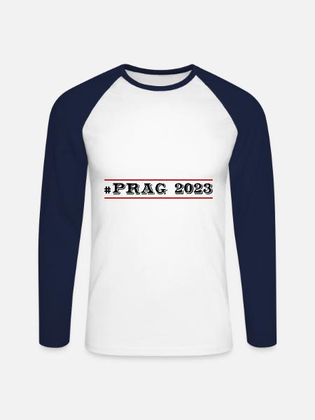Prag 2023 - Unisex Baseballshirt langarm - Weiß/Navy