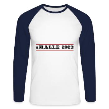 Malle 2023 - T-shirt baseball manches longues Homme - blanc/marine - Devant - Nik (191cm)