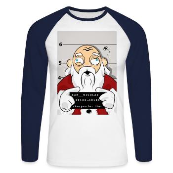 the prisoner of santa - Unisex Long Sleeve Baseball T-Shirt - white/navy - Front - Nik (191cm)