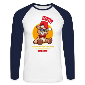 Merry Xmas, Christmas gift - Unisex Baseballshirt langarm - Weiß/Navy - Vorne - Nik (191cm)