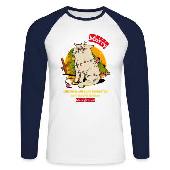 Merry christmas happy holidays gift - Unisex Baseballshirt langarm - Weiß/Navy - Vorne - Nik (191cm)