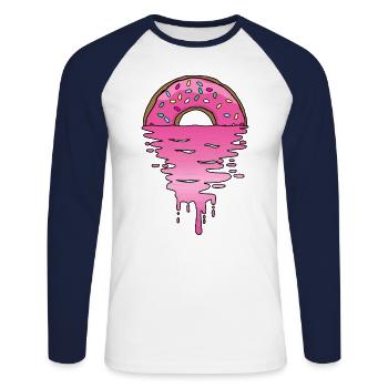 Donut Sunset - Unisex Long Sleeve Baseball T-Shirt - white/navy - Front - Nik (191cm)