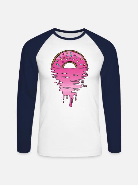 Donut Sunset - Unisex Long Sleeve Baseball T-Shirt - white/navy