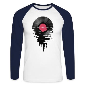 Vinyl LP Record Sunset - Unisex Long Sleeve Baseball T-Shirt - white/navy - Front - Nik (191cm)