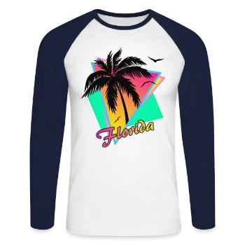 Floride - T-shirt baseball manches longues Homme - blanc/marine - Devant - Nik (191cm)