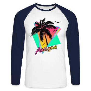 Antigua - T-shirt baseball manches longues Homme - blanc/marine - Devant - Nik (191cm)