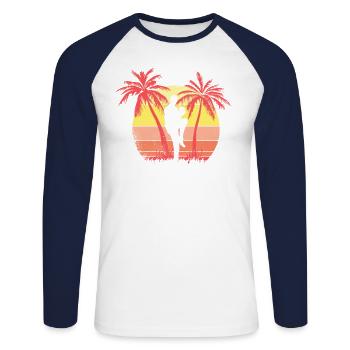 Baseball Pitcher werfen Sommer Sonnenuntergang - Unisex Baseballshirt langarm - Weiß/Navy - Vorne - Nik (191cm)