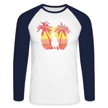 LASSO CORABRO SUMPER SUNSET 80S PALM - T-shirt baseball manches longues Homme - blanc/marine - Devant - Nik (191cm)