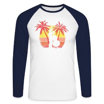 Basco doble tocando el hombre Summer Sunset 80s - T-shirt baseball manches longues Homme - blanc/marine - Devant - Nik (191cm)