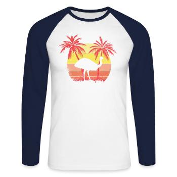 Emu Bird Summer Sunset de los 80 Palma - T-shirt baseball manches longues Homme - blanc/marine - Devant - Nik (191cm)