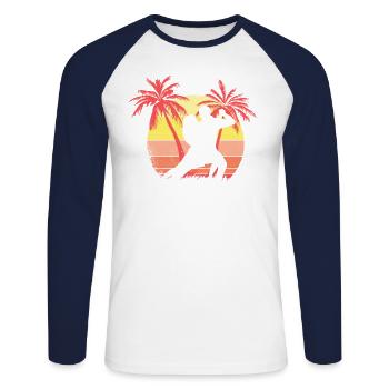 Tango Dance Summer Sunset de los años 80 - T-shirt baseball manches longues Homme - blanc/marine - Devant - Nik (191cm)