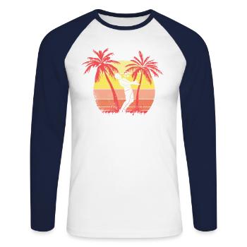 Jugador de fútbol Sunset de verano 80S Summer - T-shirt baseball manches longues Homme - blanc/marine - Devant - Nik (191cm)
