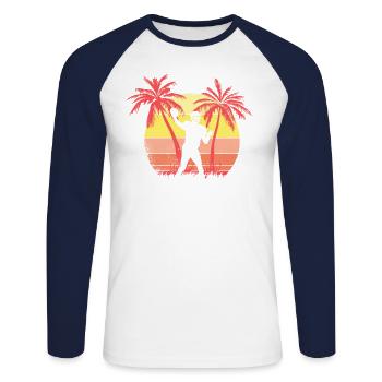 Quarterback Wurf American Football Summer Sunset - Unisex Baseballshirt langarm - Weiß/Navy - Vorne - Nik (191cm)