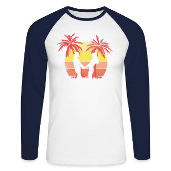 Lesbian Romantic Couple Holding Hands Summer - Unisex Long Sleeve Baseball T-Shirt - white/navy - Front - Nik (191cm)