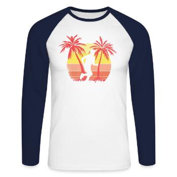 Jogging Runner Summer Sunset de los años 80 - T-shirt baseball manches longues Homme - blanc/marine - Devant - Nik (191cm)