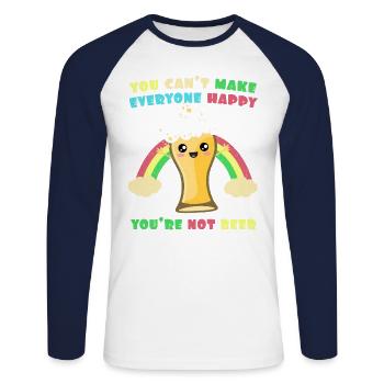 No puedes hacer felices a todos. No eres cerveza - T-shirt baseball manches longues Homme - blanc/marine - Devant - Nik (191cm)