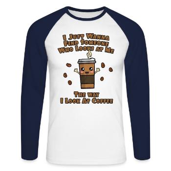 The Way I Look At Coffee - Unisex Long Sleeve Baseball T-Shirt - white/navy - Front - Nik (191cm)