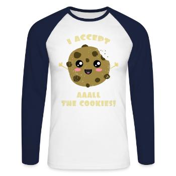 Acepto todas las cookies - T-shirt baseball manches longues Homme - blanc/marine - Devant - Nik (191cm)