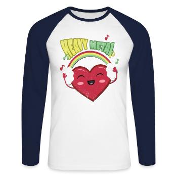 Heavy Metal Heart Lindo - T-shirt baseball manches longues Homme - blanc/marine - Devant - Nik (191cm)
