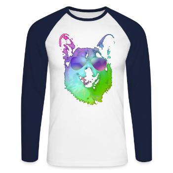 Cool Corgi With Sunglasses - Unisex Long Sleeve Baseball T-Shirt - white/navy - Front - Nik (191cm)