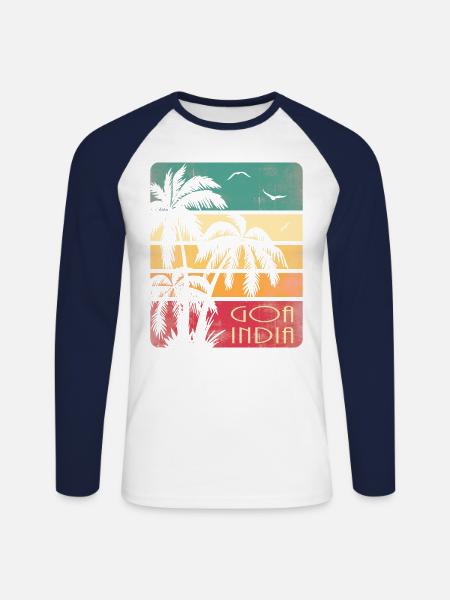 Goa India - Unisex Long Sleeve Baseball T-Shirt - white/navy