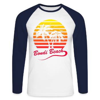 Bondi Beach - Unisex Baseballshirt langarm - Weiß/Navy - Vorne - Nik (191cm)