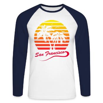 San Francisco - T-shirt baseball manches longues Homme - blanc/marine - Devant - Nik (191cm)