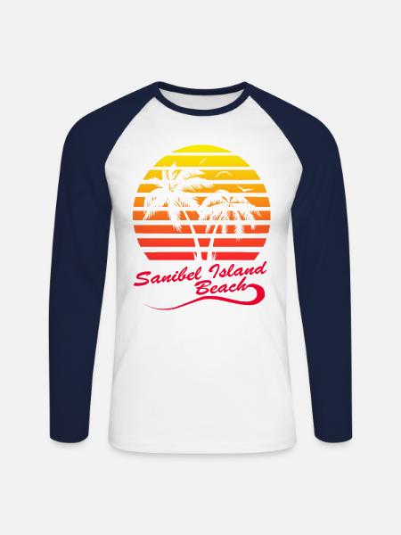 Sanibel Island Beach - Unisex Long Sleeve Baseball T-Shirt - white/navy