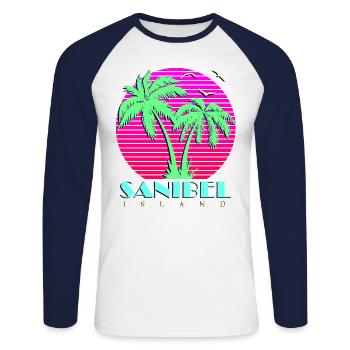 Sanibel Island - T-shirt baseball manches longues Homme - blanc/marine - Devant - Nik (191cm)