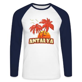 Antalya Vintage Sunset - Unisex Long Sleeve Baseball T-Shirt - white/navy - Front - Nik (191cm)