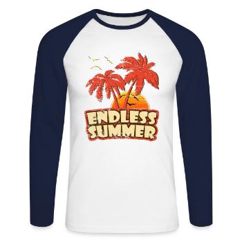 Endless Summer Vintage-Sonnenuntergang - Unisex Baseballshirt langarm - Weiß/Navy - Vorne - Nik (191cm)