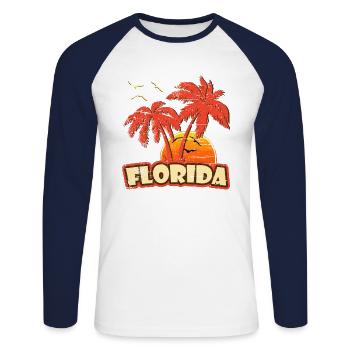 Florida Vintage Sunset - Unisex Long Sleeve Baseball T-Shirt - white/navy - Front - Nik (191cm)