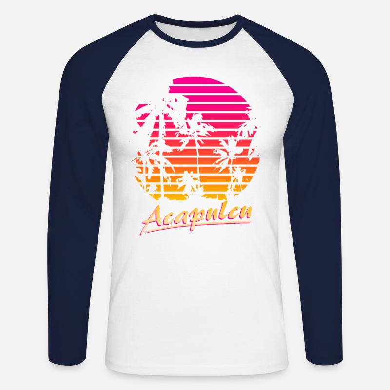 Acapulcu - Unisex Baseballshirt langarm - Weiß/Navy