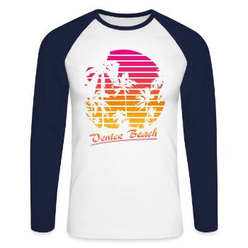 Venice Beach - Unisex Baseballshirt langarm - Weiß/Navy - Vorne - Nik (191cm)
