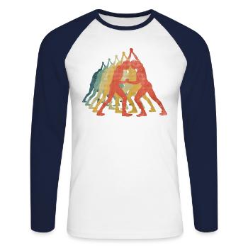 Lucha retro color vintage - T-shirt baseball manches longues Homme - blanc/marine - Devant - Nik (191cm)