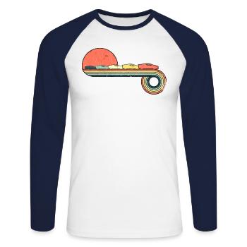 Coche del arco iris de la puesta del sol del - T-shirt baseball manches longues Homme - blanc/marine - Devant - Nik (191cm)