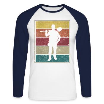 Construction Worker Shovel - Unisex Long Sleeve Baseball T-Shirt - white/navy - Front - Nik (191cm)