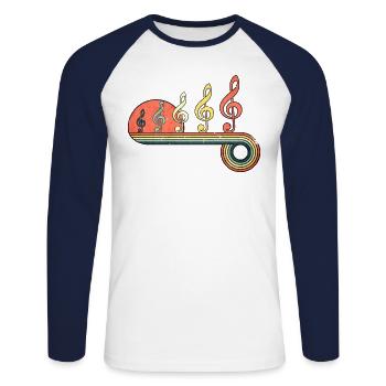 G Klav Vintage Puesta de sol Arco iris Color - T-shirt baseball manches longues Homme - blanc/marine - Devant - Nik (191cm)