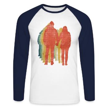 Amor romántico pareja retro color vintage - T-shirt baseball manches longues Homme - blanc/marine - Devant - Nik (191cm)