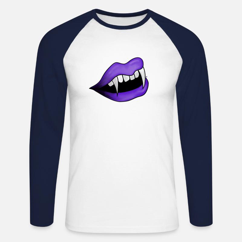 Vampir - Unisex Baseballshirt langarm - Weiß/Navy