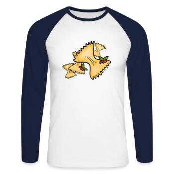 Pasta! - Unisex Long Sleeve Baseball T-Shirt - white/navy - Front - Nik (191cm)