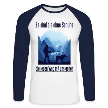 Hunde Spaziergang Spazieren gehen mit Hunden - Unisex Baseballshirt langarm - Weiß/Navy - Vorne - Nik (191cm)