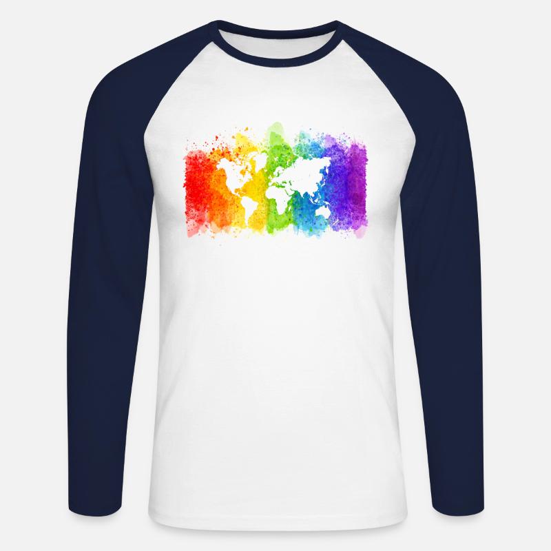 Pride Kartenwelt - Unisex Baseballshirt langarm - Weiß/Navy