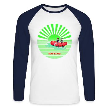 Rafting sunset vintage - T-shirt baseball manches longues Homme - blanc/marine - Devant - Nik (191cm)