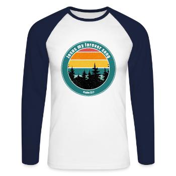 Jesus my hiding place - Unisex Long Sleeve Baseball T-Shirt - white/navy - Front - Nik (191cm)