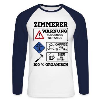 Zimmerer - Unisex Baseballshirt langarm - Weiß/Navy - Vorne - Nik (191cm)
