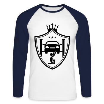 Car Car Werstatt Mechanic - Unisex Long Sleeve Baseball T-Shirt - white/navy - Front - Nik (191cm)