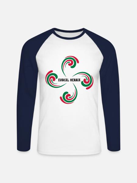 Croix Basque - T-shirt baseball manches longues Homme - blanc/marine
